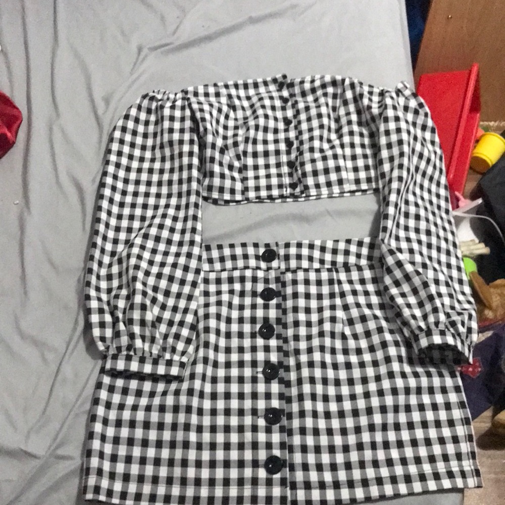Plaid two piece skirt and crop top set